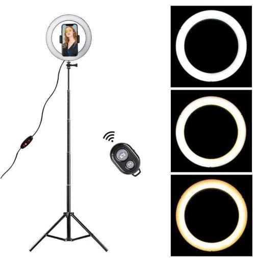 Suporte para tripé com anel LED regulável e suporte para telefone celular Pacote de estúdio fotográfico